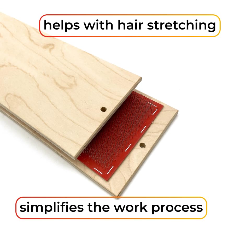 30 x 13 cm (2 pcs) Hair Holder on a Wooden Base, Drawing Mat For Bulk Hair Extension Professional Hackle Styling Tools Making Lace Wig Tools Drawing Card With Needles