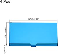 Vista 2 de PATIKIL Portatarjetas de visita, paquete de 4 tarjeteros de aluminio de metal profesional delgado para tarjetas de identificación, tarjetas de Azul
