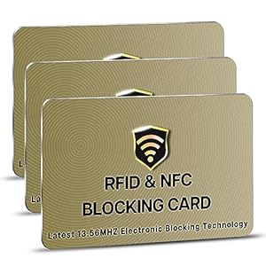 SaiTech IT RFID Blocking Cards, 3 Pack One Card Protects Entire Wallet Purse For Men & Women, NFC Contactless Bank Debit Credit Card Protector ID ATM Guard Card – Golden
