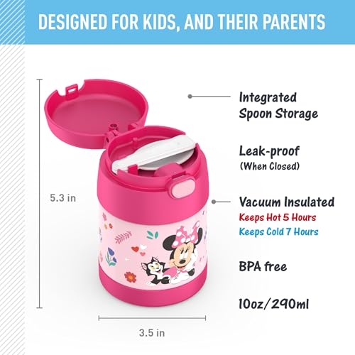 Image of THERMOS FUNTAINER Insulated Food Jar, 10 Ounce, Kid Friendly Food Jar with Foldable Spoon, Preschool Minnie (Pack of 6)