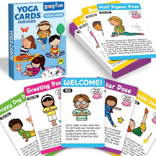 gisgfim Yoga Cards 30 Yoga Poses Fun Cartoon Workout Positions