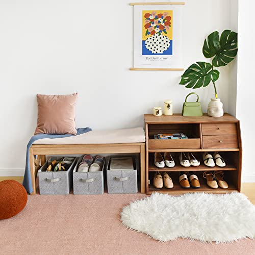 Granny Says Clothing Storage Bins, Closet Bin With Handles, Foldable Rectangle Storage Baskets, Fabric Containers Storage Boxes For Organizing Shelves Bedroom, Gray, Large, 3-Pack #TOP5