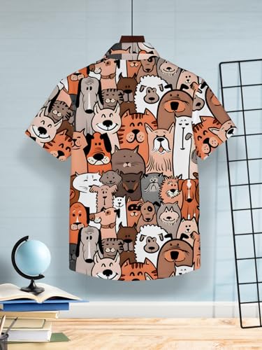 Image of HELLCAT White, Dark Blue Trendy Regular Fit Printed Causal Shirt for Boys - Pack of 2