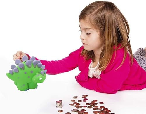 Miniatura 6 de DreamsEden Mini alcancía de dinosaurio, Unbreakble pequeña y bonita alcancía de plástico con estegosaurio para niñas y niños