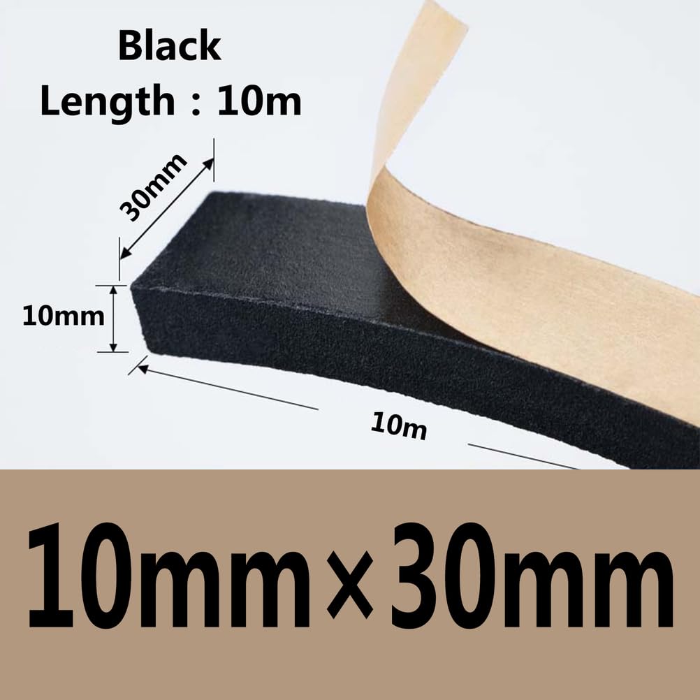1Cinta de Espuma EPDM Autoadhesiva Sello de Goma para Sellado de Puertas Ventanas, Junta de Aislamiento para Automóviles, Protección contra el Polvo,10mm×30mm