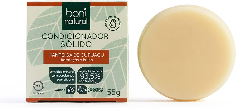 BONI NATURAL Condicionador Sólido Vegano com Manteiga de Cupuaçu Cupuaçu para Hidratação e Brilho, Sem Silicones, Sem Sulfatos, Sem Parabenos, Verde BONI NATURAL Condicionador Sólido Vegano com Manteiga de Cupuaçu Cupuaçu para Hidratação e Brilho, Sem Silicones, Sem Sulfatos, Sem Parabenos, Verde