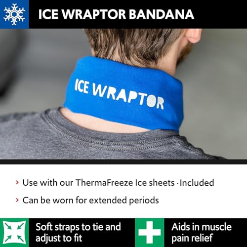 Image of Ice Wraptor Bandana + Insert: Just Add Water. Keep Neck, Head, and Joints Cool. Portable Ice Therapy for Pain Relief.Adjustable Fit, Lightweight Comfortable- with 1 2.5 inchx15 inch Reusable Cryosheet Insert