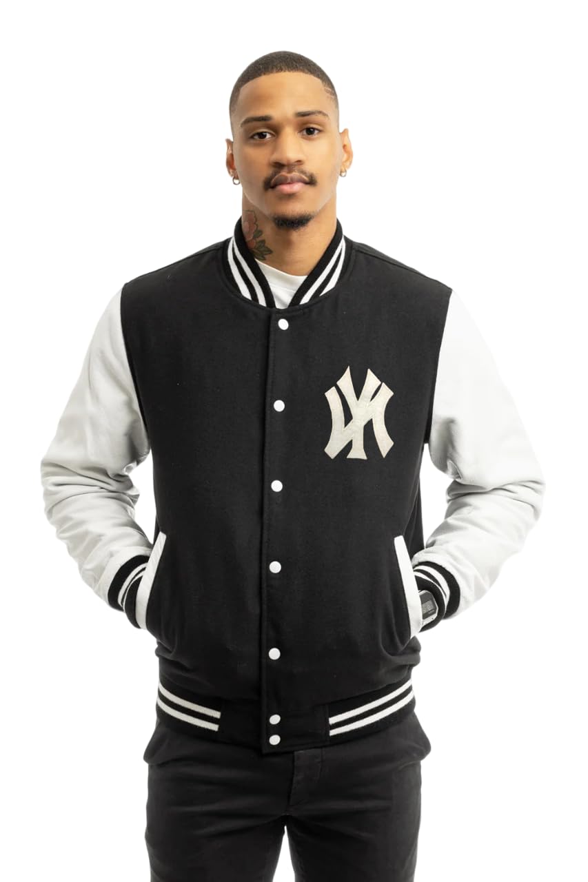 koverify Cotton Blend A to Z Letter Embroidery Stylish Long sleeve Letterman Black Varsity Jacket for Men-picture-10