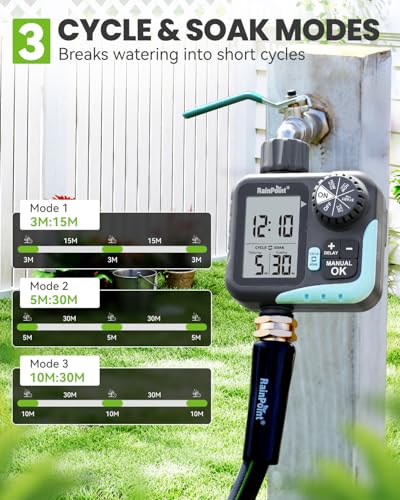 RAINPOINT Sprinkler Timer - Cycle & Soak Hose Timer for Garden Hose with Automatic Watering/Manual Watering/Rain Delay, Programmable for Irrigation System, Lawn, Yard, Outdoor