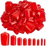 GORGECRAFT 166 Stück 9 Größen Rotes Hochtemperatur Silikonkautschuk Schutzendkappen Set Für Schrauben Flexibler Schraubengewindeschutz Vinyl Rundrohr Schraubenkappen Abdeckungen Für Pulverbeschichtung