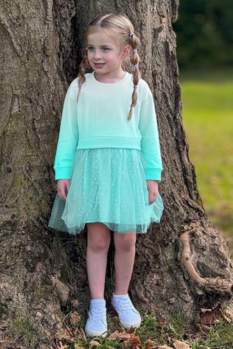 Image of Arshiner Toddler Girl Clothes Fall Long Sleeve Crewneck Sweatshirt and Tutu Skirt Set Little Kids Tie Dye Outfits 3-4Y