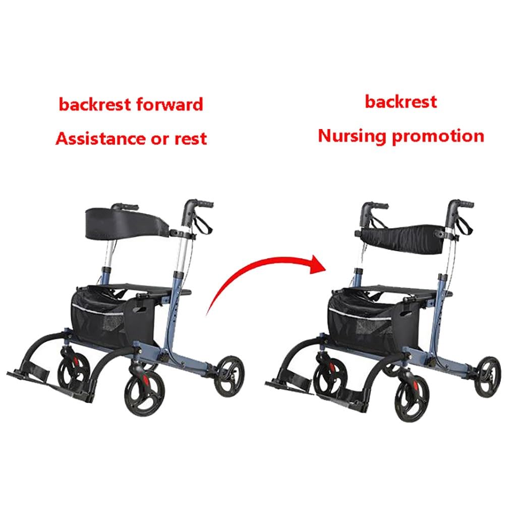 andador para exteriores,Andadores para Ancianos 4 Ruedas con Asiento,Andador para ancianos de aluminio plegable,Con pedal,con Frenos de Maneta A