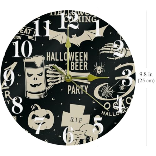 Horloge murale squelette à aiguilles os design effrayant et discret - 7