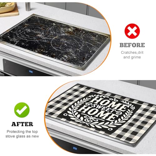 Image of Multi-Design Stove Top Cover for Glass /Electric Stoves - 3-in-1 Heat-Resistant Protector Mat, Non-Slip Drying Rack 28 inchx20 inch (Home, 28 inch L x 20 inch W)