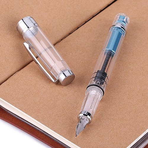 Miokycl - Juego de 4 bolígrafos estilográficos transparentes de punto F de 0,5 mm para oficina, hogar, escritura diaria