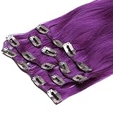 Hair Extensions Clip in Remy Brazilian Human Hair (18''70g, Purple)