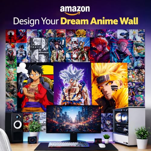 Image of Anime Wall Poster Set - 80 PCS Anime Posters Collection | 63 Small (6x4 in), 12 Medium (9x6 in), 5 Large (23.8x16.6 in) | 300 GSM Thick Premium Paper | Aesthetic Room Decor for Bedroom, Gaming Setup & Otaku Gifts