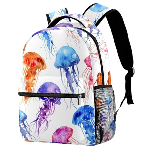 Sac à dos d'école multicolore à motifs méduses et poches ergonomiques