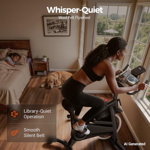 Image of CURSOR FITNESS Exercise Bike, Quiet Belt Drive Stationary Bike for Home with 0-100 Resistance & App, 300 LB High Carbon Steel Training Bike, Indoor Cycling Bike with Tablet Holder and Heart Rate