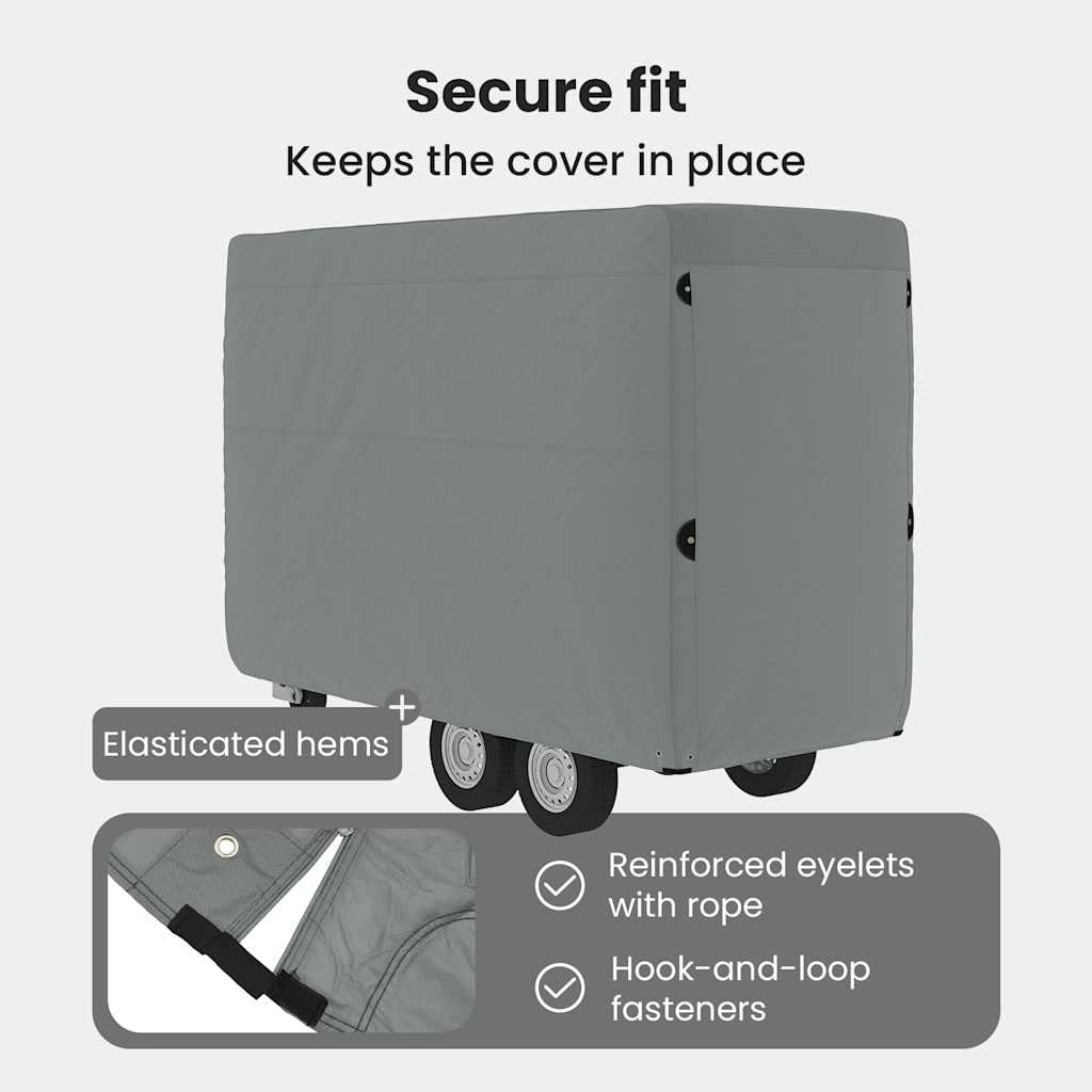 vidaXL Funda de Remolque de Caballo Tela no Tejida Gris 396x178x250 cm, Funda para Caja de Caballos, Cubierta de Remolque para Caballos, Lona Remolque para Caballos