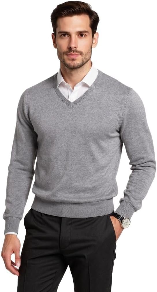 | Premium Merino Wool Sweater - Gentleman | Woolmark Certified | V Neck