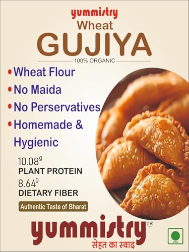 Image of Yummistry Traditional Wheat Gujiya Sweet | Organic Homemade Indian Mithai | High Protein & Fibre Gujia | No Maida No Preservatives | Holi & Diwali Festival Sweet Gift