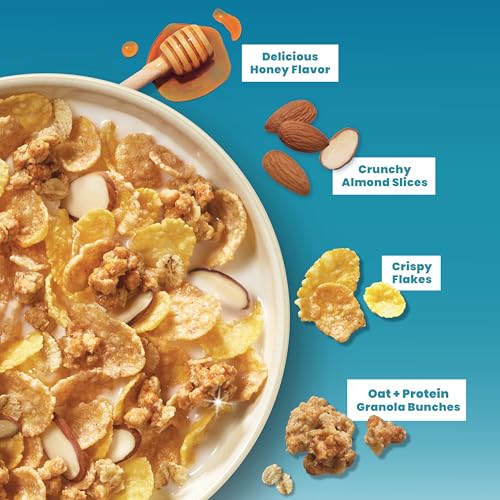 Image of Honey Bunches of Oats Honey & Almond Protein Cereal, Breakfast or Snack, Family Size, 15 oz (Pack of 2)