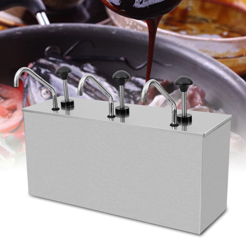 Dispenser per salsa in acciaio inox, senape, ketchup, distributore di salsa per ketchup maionese, per impianti di panetteria, attrezzature occidentali e ristoranti (3 x 4 l)
