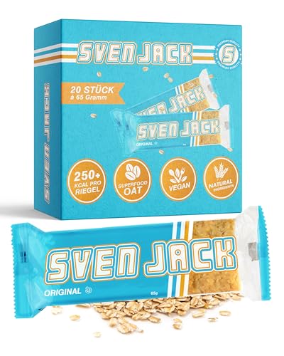 Sven Jack (Energy Cake) Haferriegel Original 20x 65g I Haferflocken Energieriegel I Veganer & Laktosefreier Haferriegel I Langkettige Kohlenhydrate & wenig Zucker I Müsliriegel