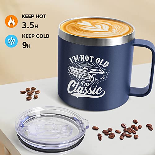 Fathers Day Gifts, Dad Men Insulated Tumbler Mug With Handle & Lid From Daughter Son Wife, Birthday Papa Daddy Coffee Cup Presents, Best Dad Ever, I'm Not Old, I'm Classic, Retirement Christmas Gift #TOP1