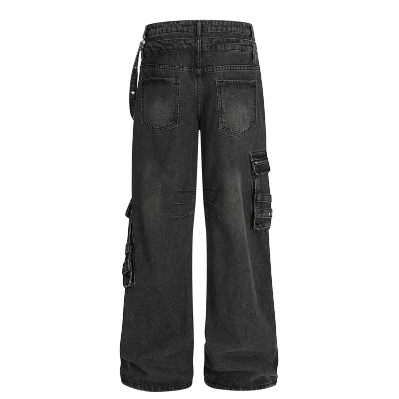Men's Jeans American High-Street Multi-Pocket Workwear Casual Commute Daily Pants4