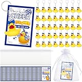 Seenelling Cheer Gifts Bulk Duck Keychain You've Been Cheer Ducked Tags Bows Organza Bags for Cheerleader Team Gift, Blue, 3.94 x 5.91 inches