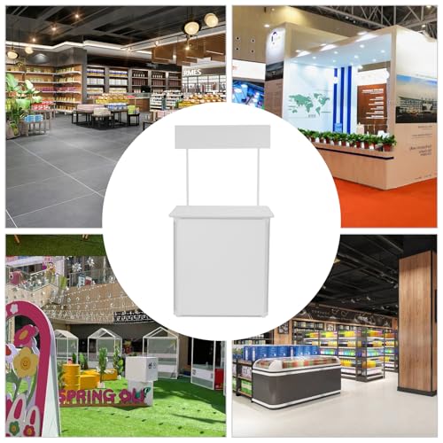 CNCEST Popup Promotion Counter Table,Portable Tradeshow Podium Table, Display Exhibition Counter Stand Booth Fair with Wall, Pop Up Podium with Storage Rack/Carrying Bag