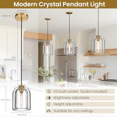 Image of Crystal Pendant Light Kitchen Island,Brass Hanging Pendants Lights