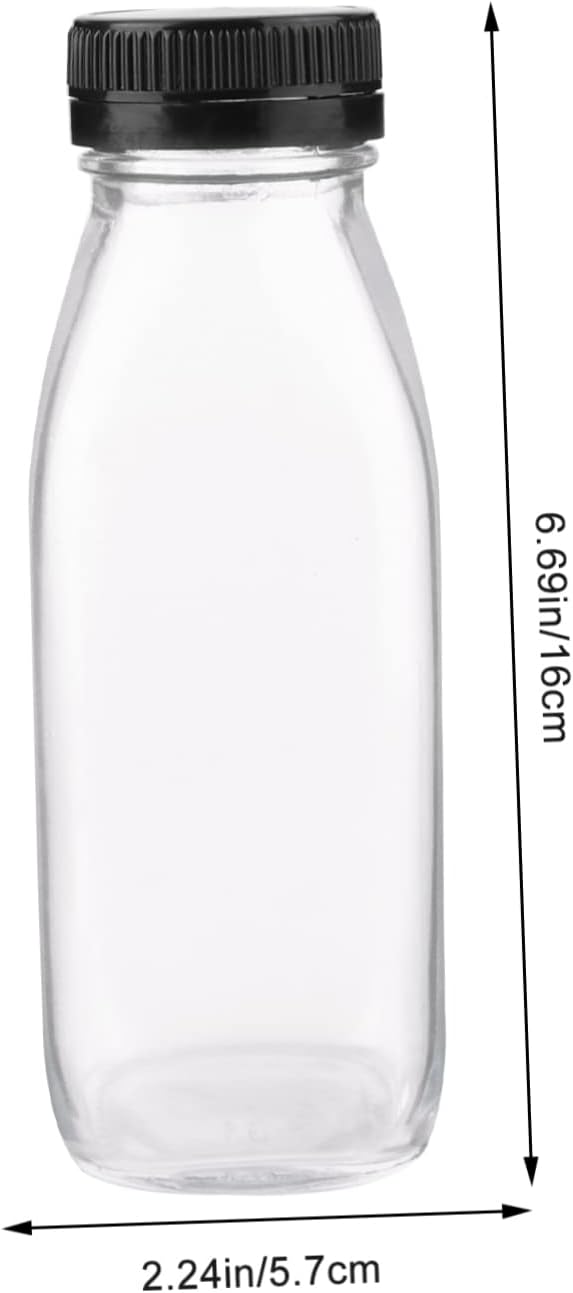 PRETYZOOM 5pcs Bpa Glass Milk Bottles Juice Containers Reusable Water Bottles Flasks for Liquor Easy to Wash