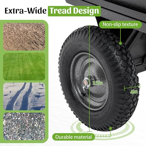 Carretilla remolque para jardín con capacidad de 600/1500 libras y 15 pies cúbicos, estructura de acero aleado negra miniatura 5