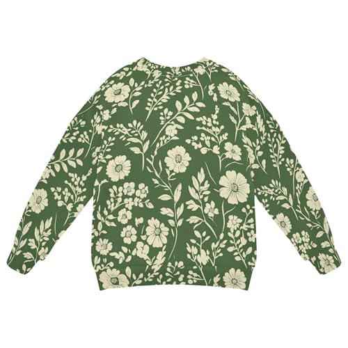 JUNZAN Autumn Flowers Carnation Peonies Sage Green Little Girls Pullover Hoodie Fleece Outerwear for Kids Camping 4T2