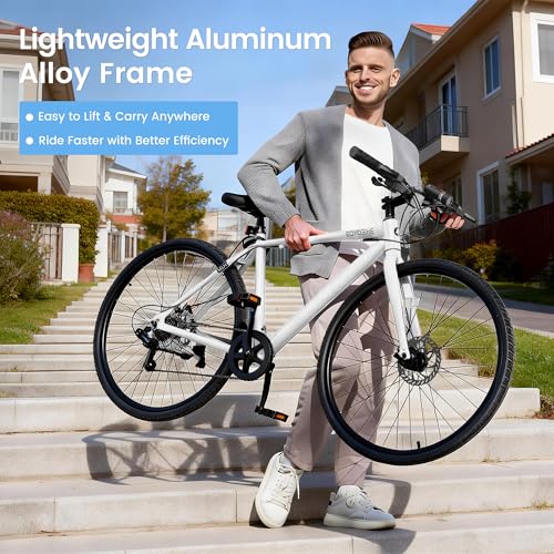 700C Hybrid Bike for Adults, Lightweight Aluminum City