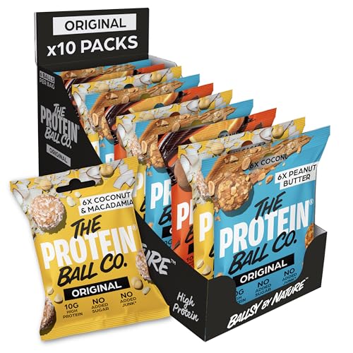 The Protein Ball Co High Protein Bundle Protein Balls - Healthy Snacks Variety Box Gluten-Free - No Added Sugar Box of 10 Bags