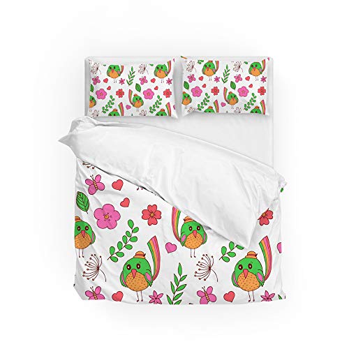 Parure de lit facile d'entretien pour finir avec le repassage lit King oiseaux mignons - 2