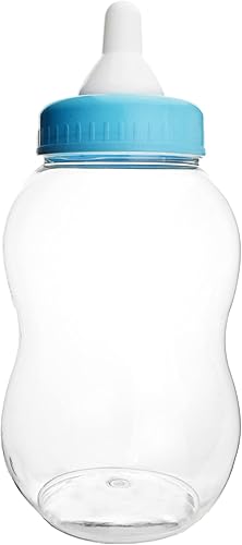 Homeford Botella de leche Jumbo Banco de monedas Baby Shower Contenedor de plástico, 15 pulgadas, azul claro