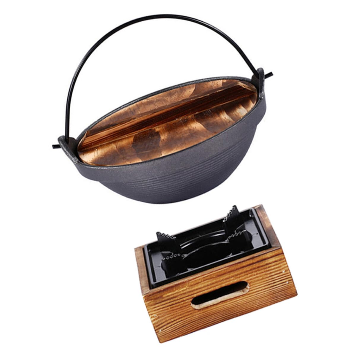 Cabilock Olla de Hierro Fundido Adecuado para Estofados y Uso en Inducción Resistente al Óxido y Fácil de Limpiar para Cocina Japonesa