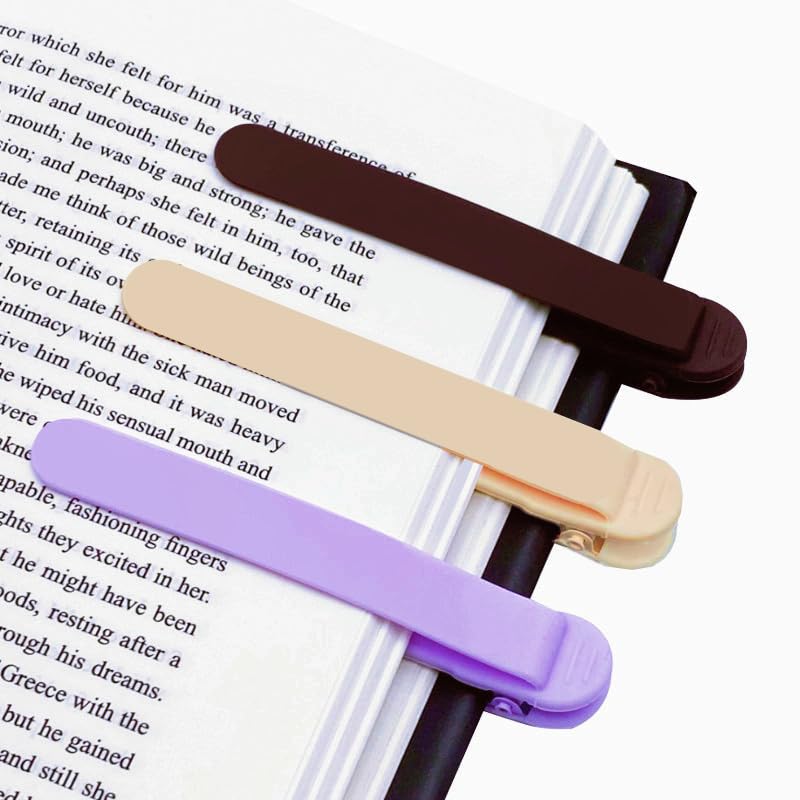 3pcs Silicone Automatic Bookmark Book Marks for Reading Cute Unique Book Markers Smart Bookmarks Clip Book Page Holder for Women Men Kids Book Lovers Stay in Place and Follow as You Read