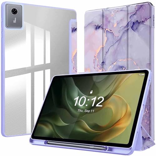 Image of ProElite Cover for Motorola Pad 60 Neo 11 inch 2025, Smart Flip Case Cover for Motorola Pad 60 Neo 11 inch 2025 with Pen Holder, Marble Purple [Transparent Back]