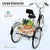 Fetcoi 24" Adult 3 Wheel Tricycle - Cruiser Cycling Trike with Basket 6 Speed,3-Wheel Adult Trike Bike,Cargo Trike Cruiser,White/Black Cycling Tricycle for Adults Outdoor Sports Shopping (Black) #3