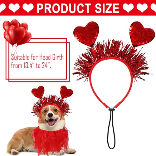 Disfraz para perro San Valentín con collar y diadema rojo miniatura 3
