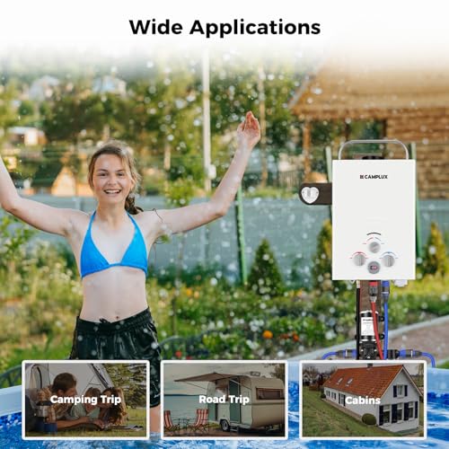 Image of Tankless Water Heater, Camplux 1.58 GPM Propane Portable Water Heater With Pump Kit, White
