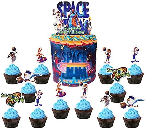 NF orange 25pcs Cake Toppers For Space Jam, Space Party Cake Decoration Supplies