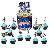 NF orange 25pcs Cake Toppers For Space Jam, Space Party Cake Decoration Supplies