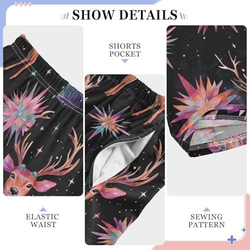 ZZXXB Galaxy Reindeer Boys Long Pants Soft Trousers Elastic Waist Kids Lounge Bottoms with Pockets S-XL4